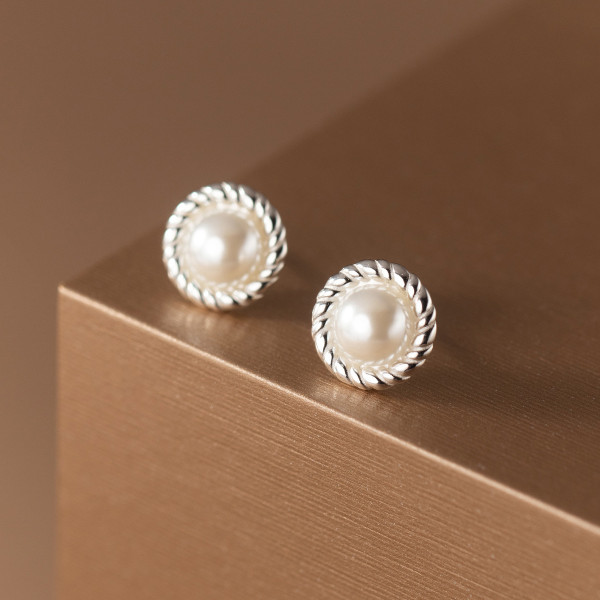 A43503 s925 sterling silver twist stud vintage elegant earrings