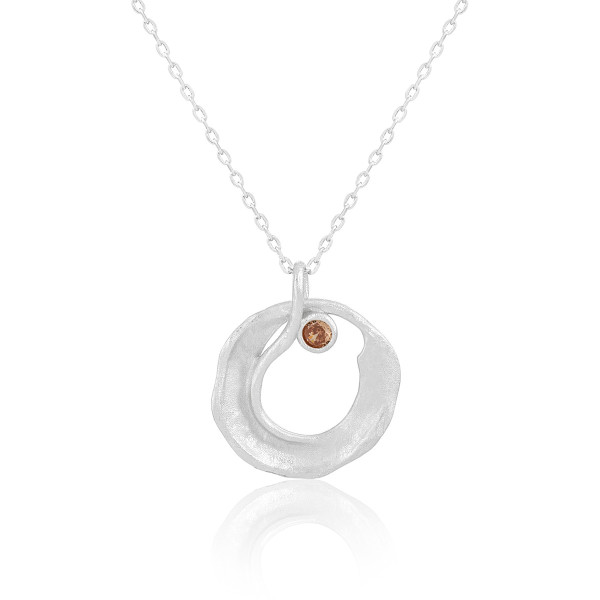 A42590 circle hollowed rhinestone s925 sterling silver unique elegant necklace