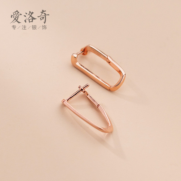 A33165 s925 sterling silver simple geometric irregular square unique earrings