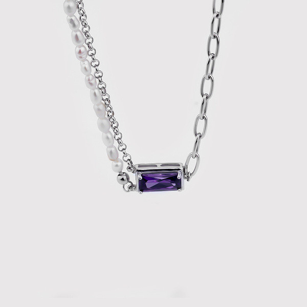 A33975 pearl 925 sterling silver chic vintage pendant necklace