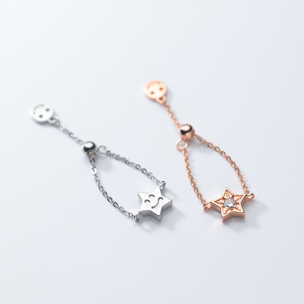 A32371 s925 sterling silver ring sweet trendy rhinestone star smilingface earrings