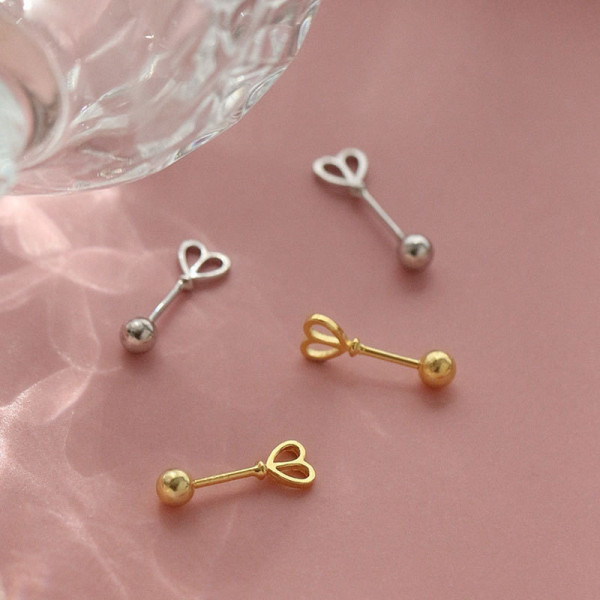 A40115 s925 silver heartshape simple fashion unique elegant earrings