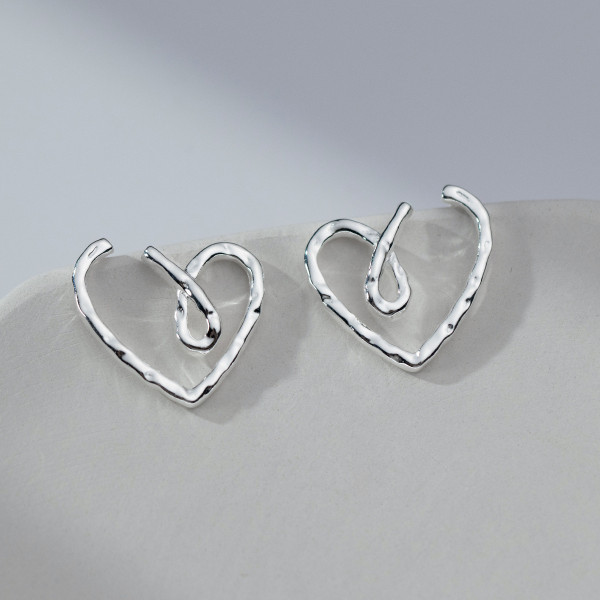 A40150 s925 design rope heart stud elegant sweet heartshape earrings