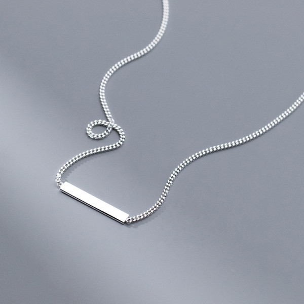A41679 s925 sterling silver simple bar design necklace