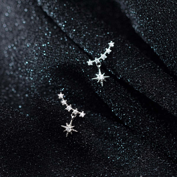 A44424 s925 silver trendy stars stud sweet rhinestone earrings