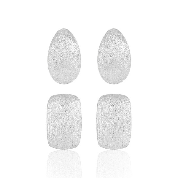 A43128 geometric oval stud minimalist s925 sterling silver elegant earrings