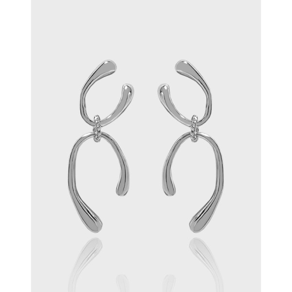 A36046 design minimalist chic doublelayerU qualitys925 sterling silver earrings