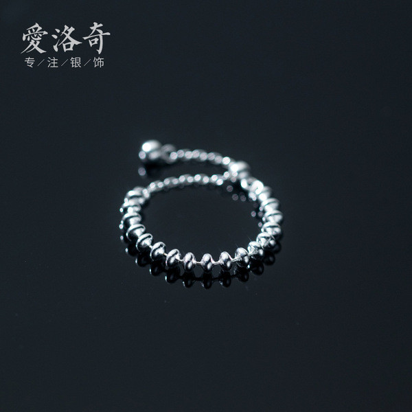 A32171 s925 sterling silver chic chain adjustable geometric ring