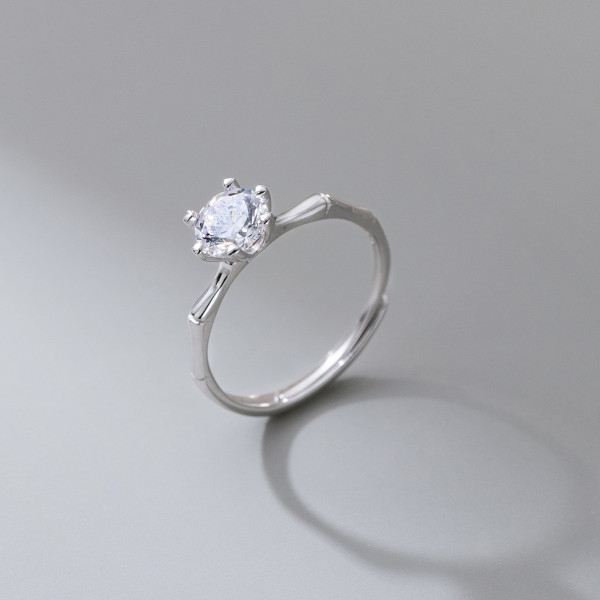 A41840 s925 silver simple design rhinestone ring