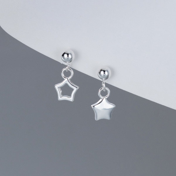 A41085 s925 sterling silver elegant trendy hollowed stars sweet earrings