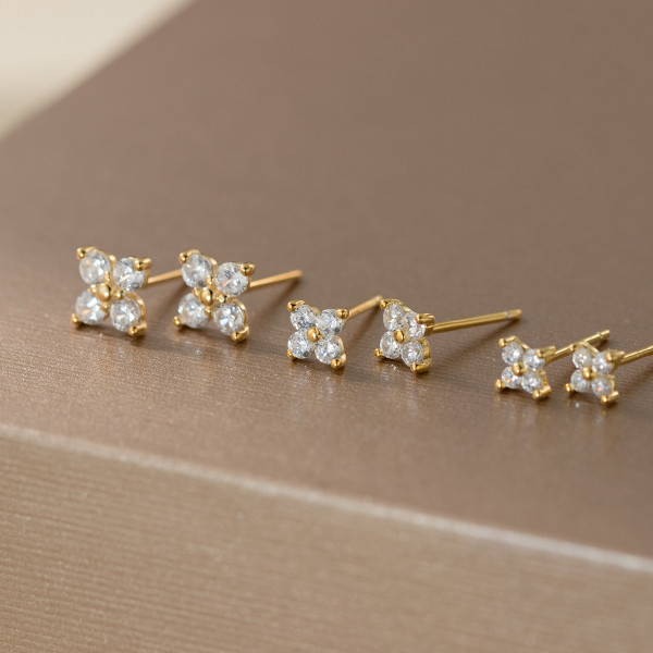 A46258 s925 sterling silver sweet dainty rhinestone stud earrings