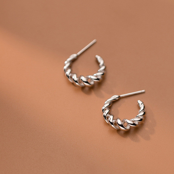 A31683 s925 sterling silverC spiral chic earrings
