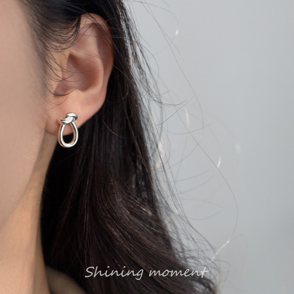 A42134 s925 sterling silver rope bar stud unique fashion earrings
