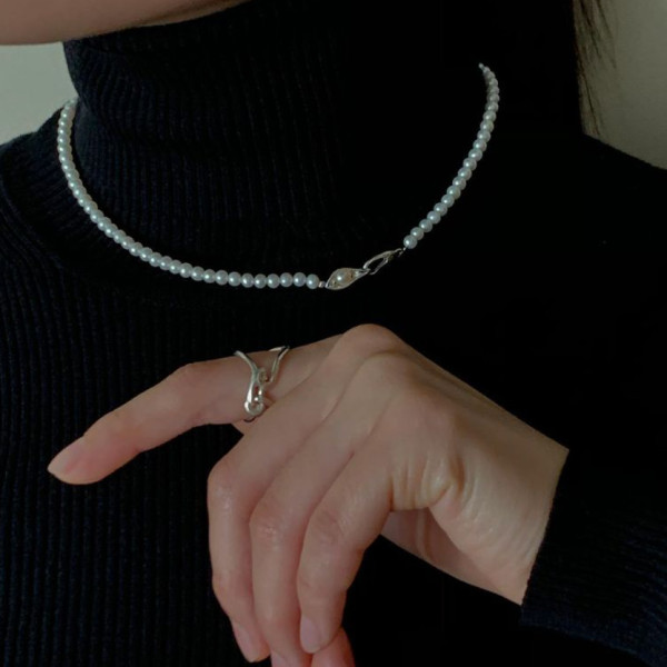 A35408 925 sterling silver pearl unique pendant necklace