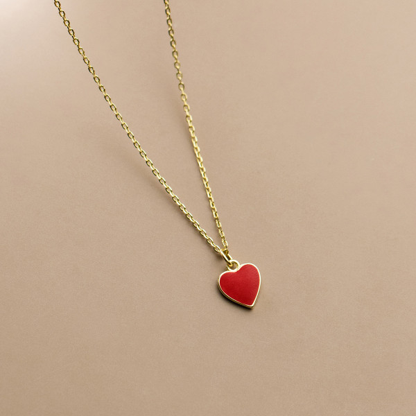 A35235 s925 sterling silver chic simple trendy heart sweet necklace