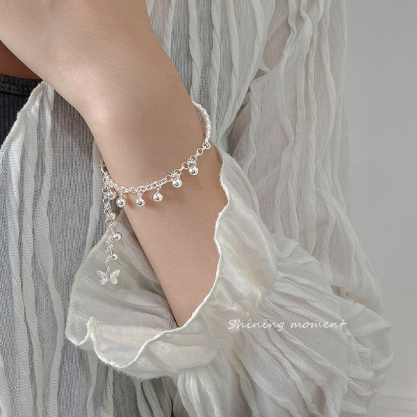 A46134 silver trendy sweet butterfly fringe twist charm bracelet