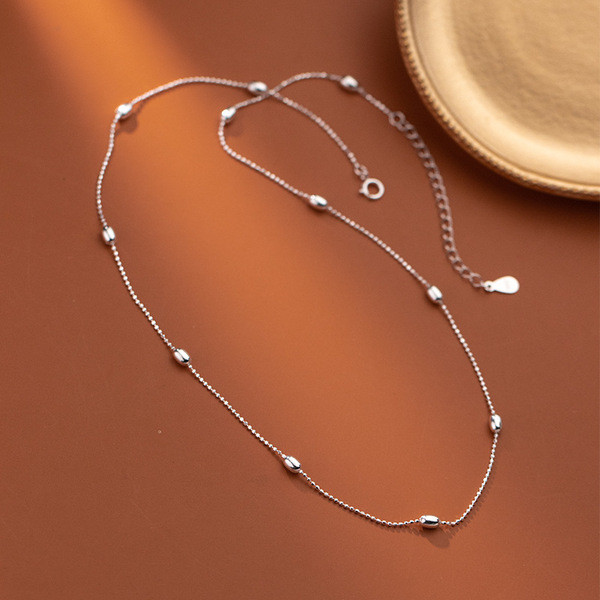 A33116 s925 sterling silver necklace simple trendy unique oval earrings
