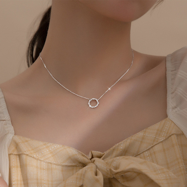 A32451 s925 sterling silver chic circle necklace