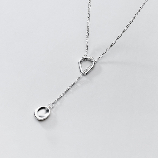 A31220 s925 sterling silver oval chic geometricY necklace