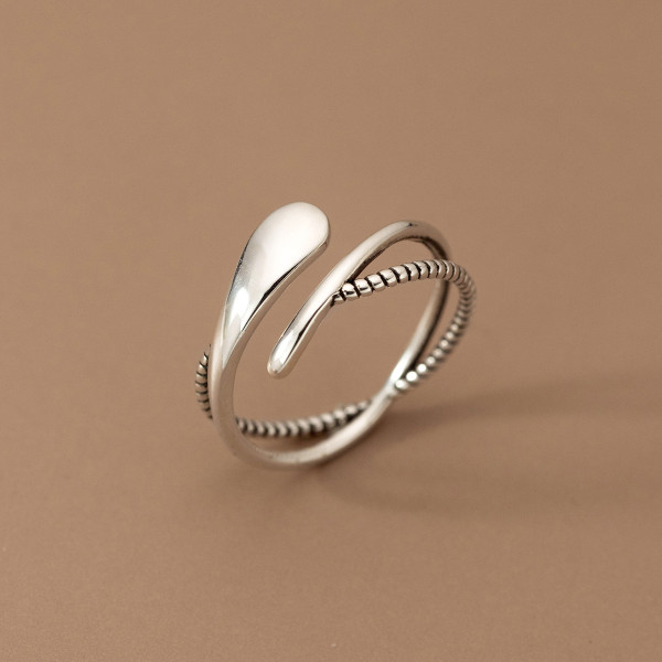 A38389 s925 sterling silver thai twist bar vintage design ring