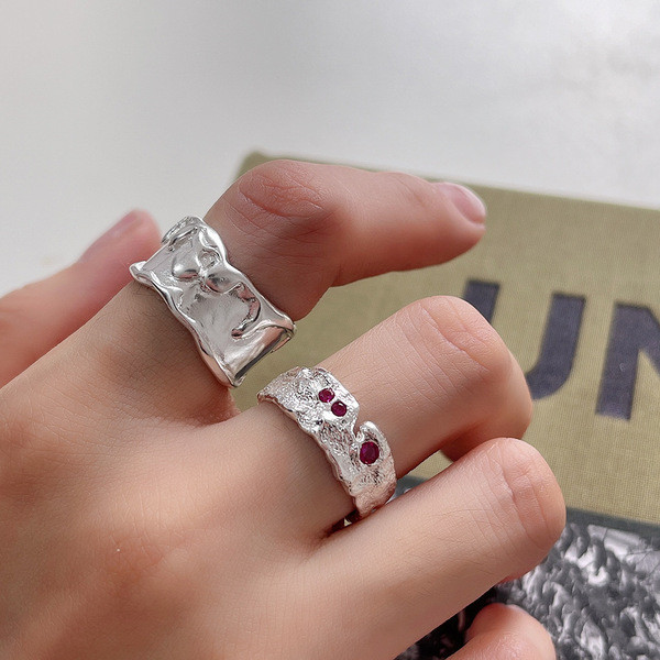 A33477 minimalist 925 sterling silver design red ring