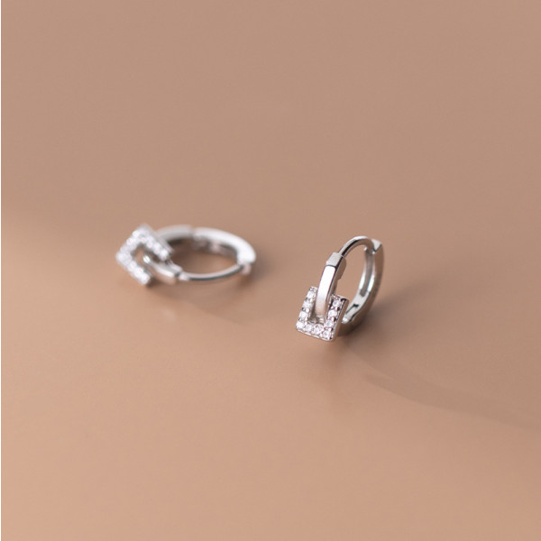 A35902 s925 sterling silver fashion unique simple square chic sparkling earrings