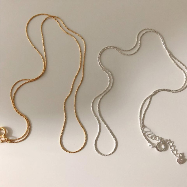 A38812 sterling silver simple necklace