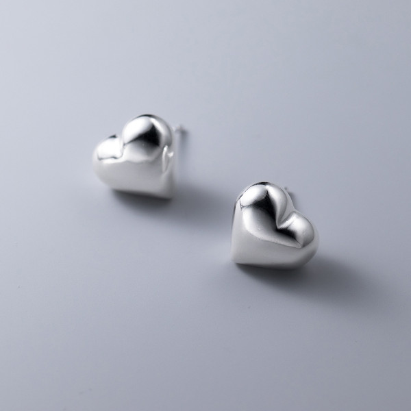 A41114 s925 sterling silver heart stud elegant heartshape earrings