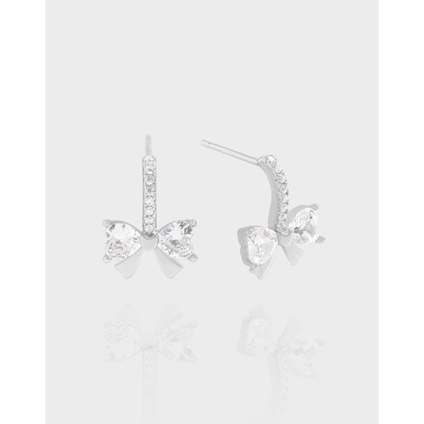 A39860 design butterfly cubic zirconia quality stud sterling silver s925 earrings