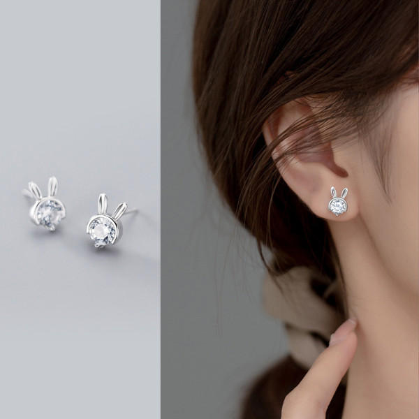 A35704 s925 sterling silver rhinestone cute small sweet earrings