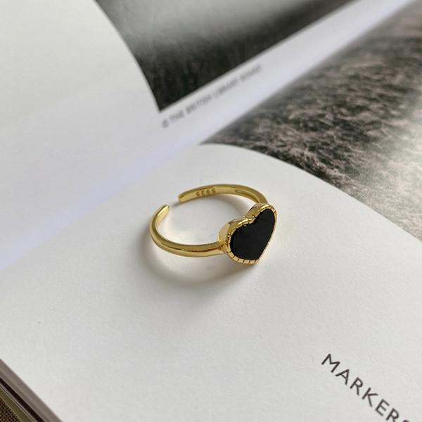 A32608 big 925 sterling silver simple chic18k heartshape agate design ring