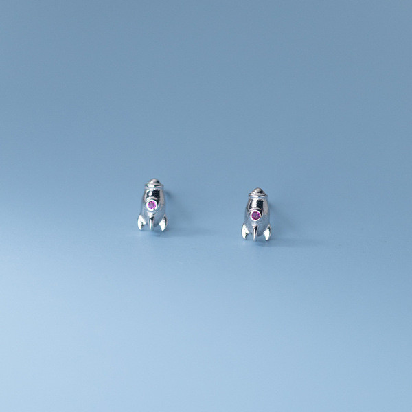 A33658 s925 sterling silver simple trendy purple rhinestone cute cute earrings