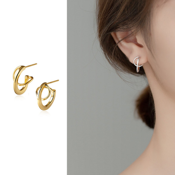 A35753 s925 sterling silver spiral bar chic earringsC