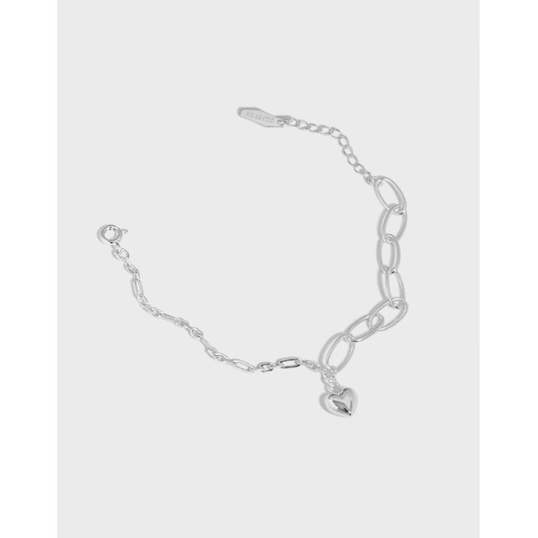 A36522 design minimalist chic heart chain qualitys925 sterling silver charm bracelet