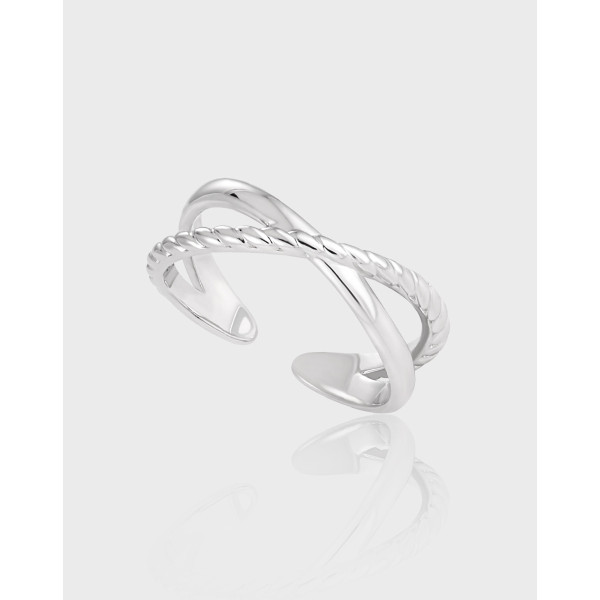 A40939 unique minimalist geometric rope s925 sterling silver ring