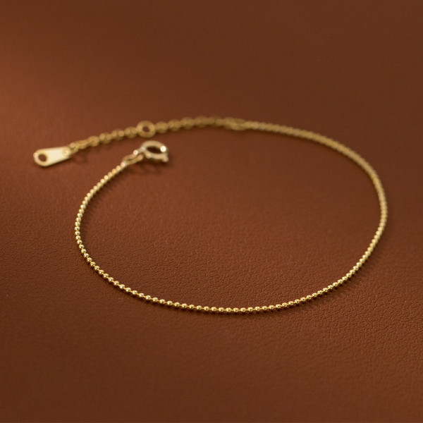 A36969 s925 sterling silver goldplated bead chain charm bracelet