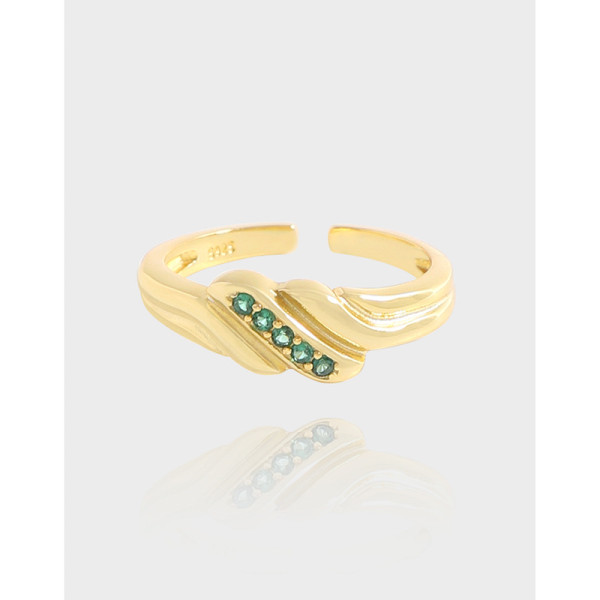 A38703 design bar green cubic zirconia sterling silver s925 ring
