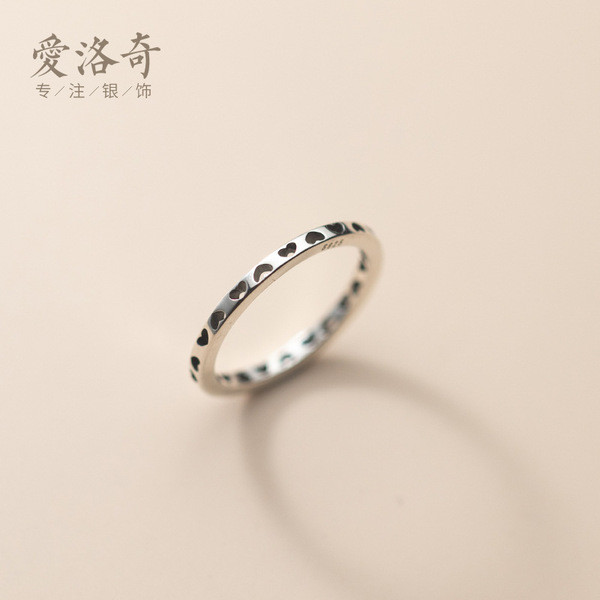 A32202 s925 sterling silver unique cute silver hollowed heart ring