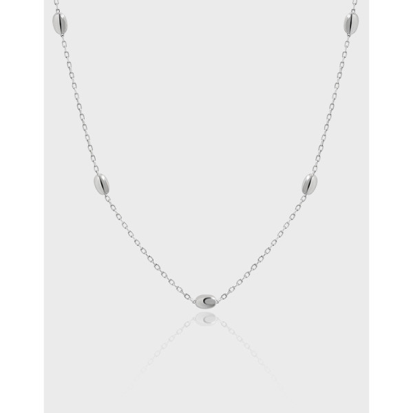 A38645 design geometric oval simple bead s925 sterling silver necklace