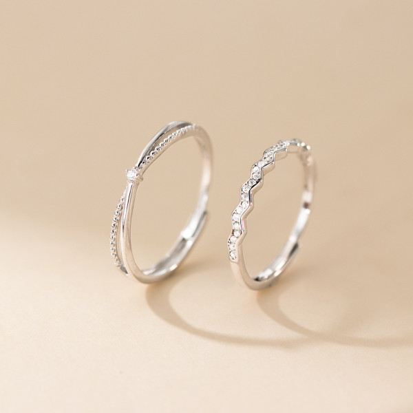 A45439 s925 sterling silver trendy sweet dainty rhinestone weave ring