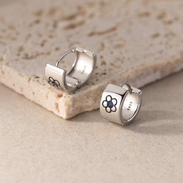 A37949 s925 sterling silver flower wide design unique earrings