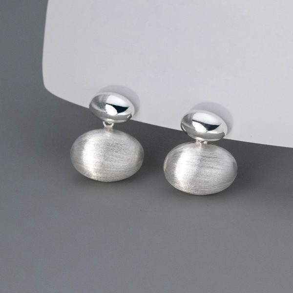 A41364 s925 sterling silver elegant unique oval stud earrings