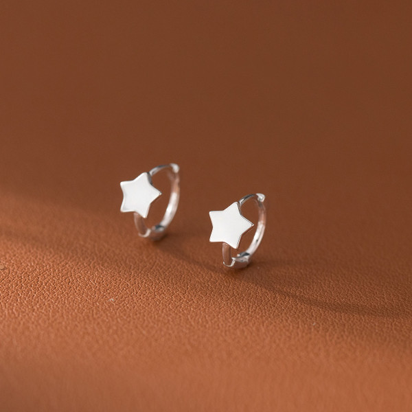 A43184 s925 silver stud fashion simple sweet cute stars earrings
