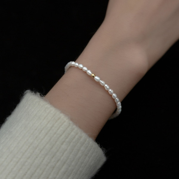 A36435 s925 sterling silver fashion simple pearl charm bracelet