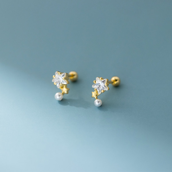 A43772 s925 sterling silver trendy sweet rhinestone stud earrings
