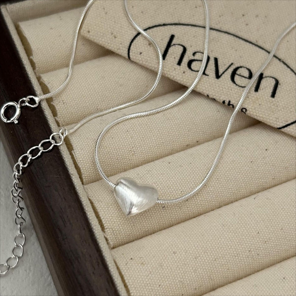 A42261 sterling silver heart simple elegant necklace