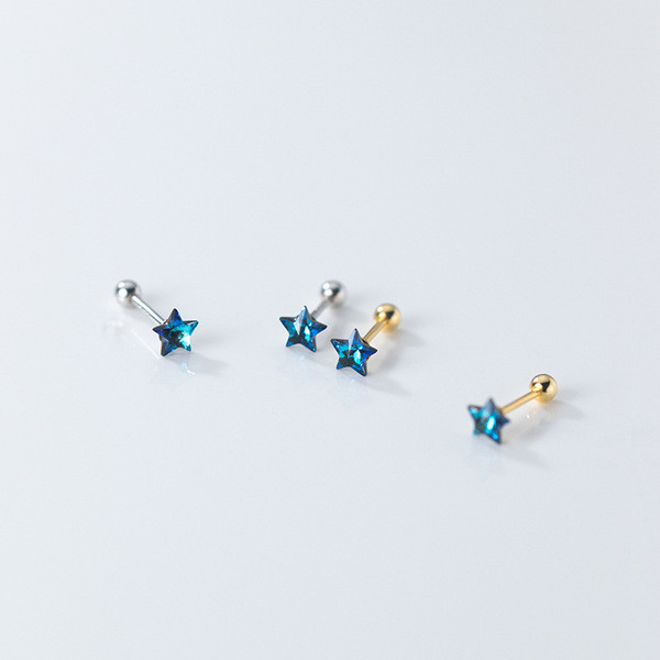 A33768 s925 sterling silver trendy simple chic rhinestone star earrings