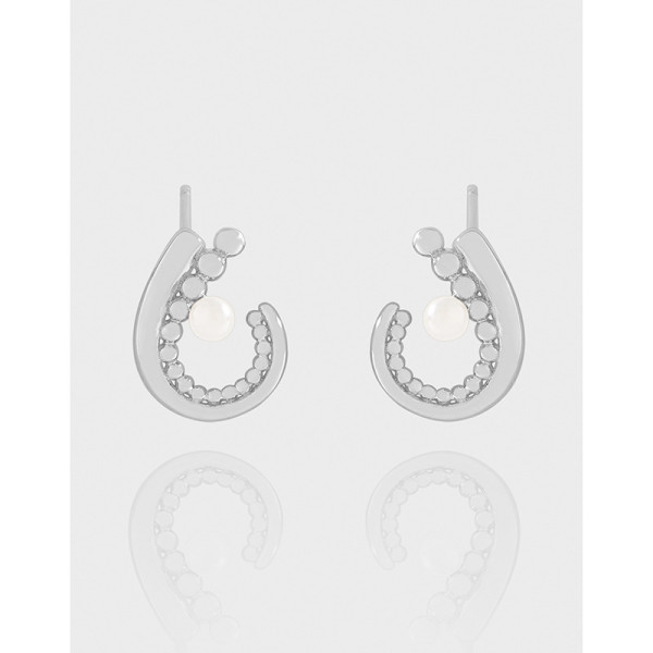 A43280 design geometric pearl stud sterling silver s925 bead earrings