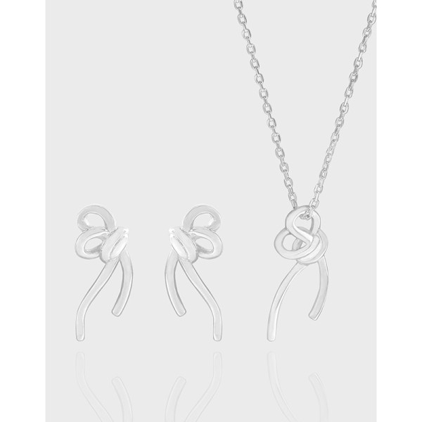 A42427 design bar twist butterfly sterling silver s925 stud necklace earrings