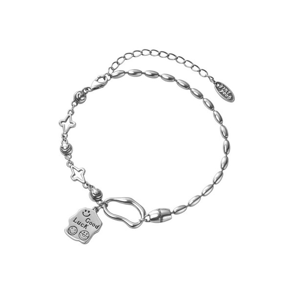 A42234 s925 silver thai vintage smilingface charm bracelet